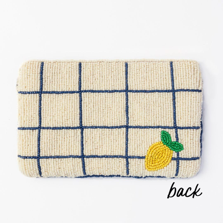 Leila Lemons Seed Bead Clutch With Strap - Ink + Alloy