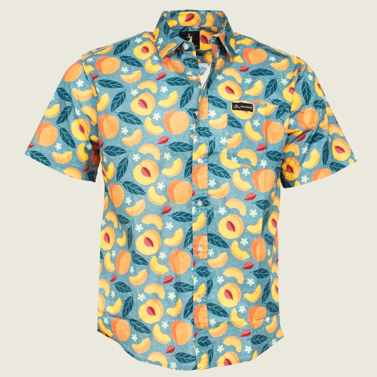 Exclusive Peaches & Leaves Button Up with Palisade Patch Green