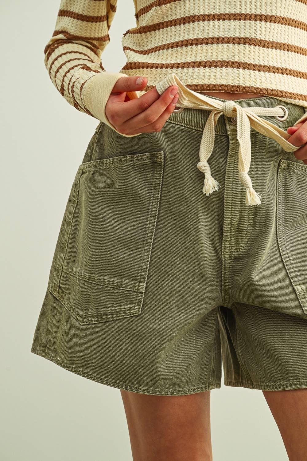 Front Pocket Belted Shorts