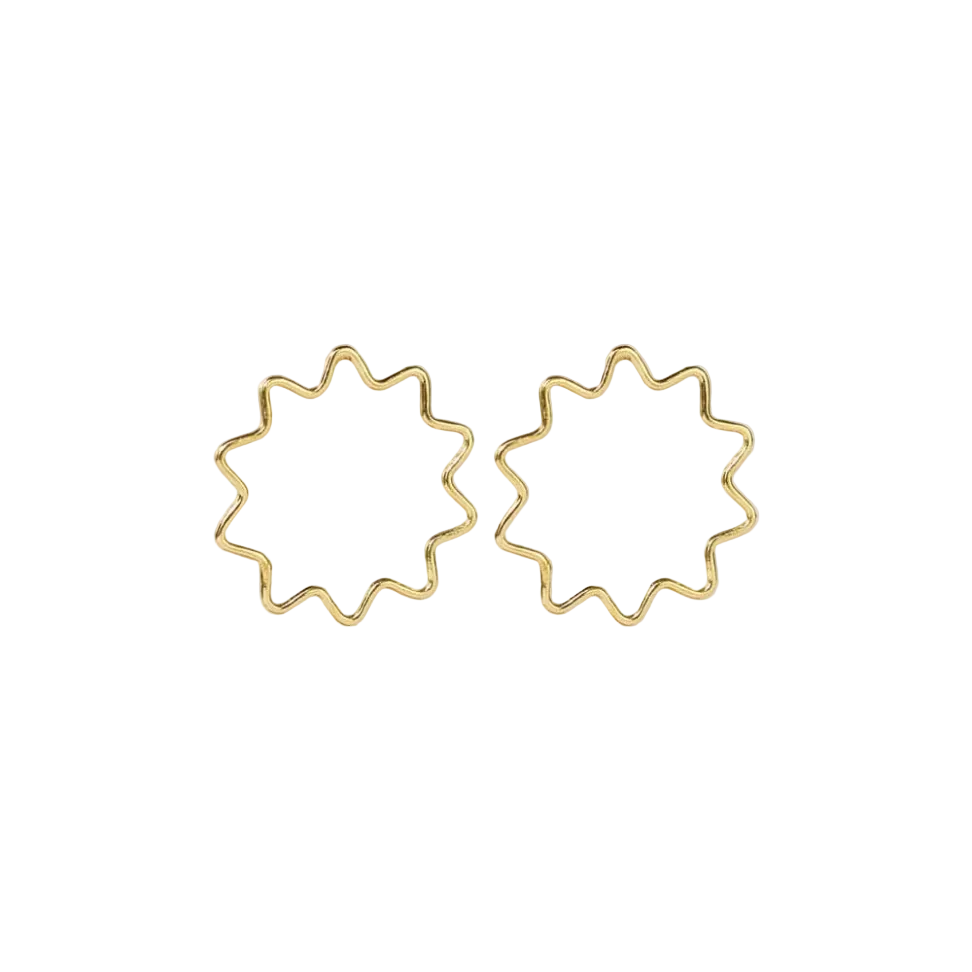 Gretchen Zigzag Circle Earrings - Brass - Ink + Alloy