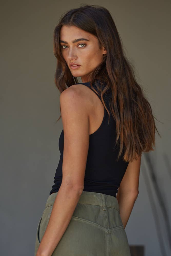 Double Layered Seamless Top - Black