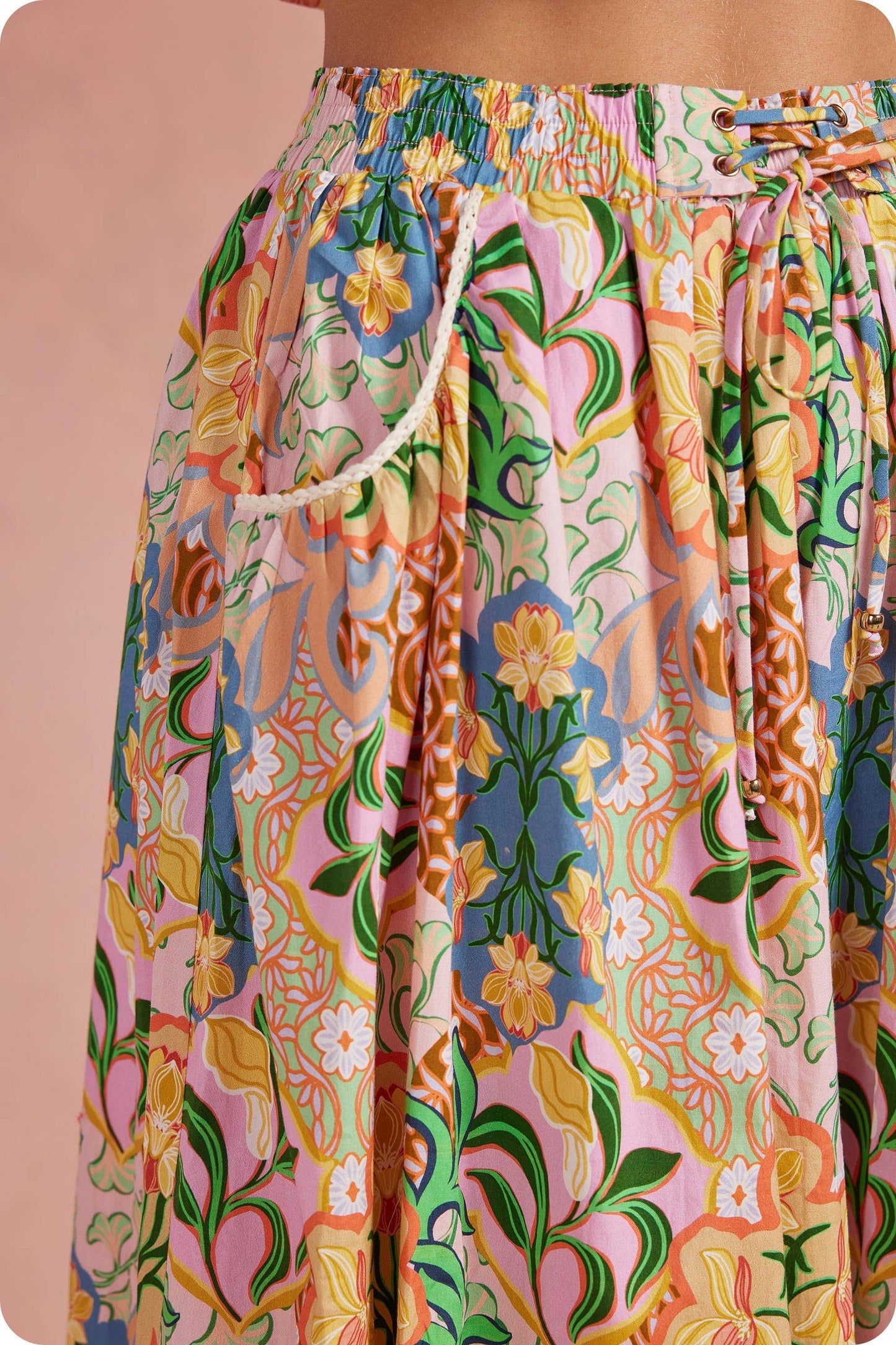 Garden Party Crochet Trim 2-piece Midi Skirt Set