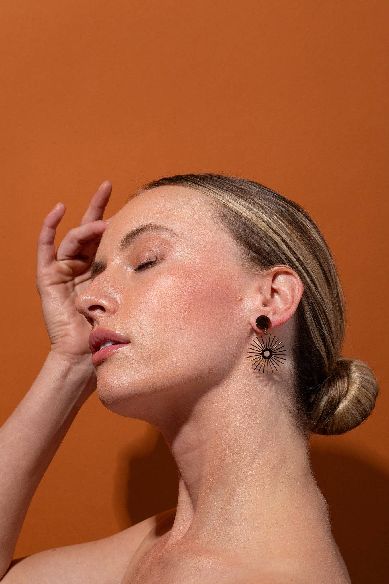 Solana Neutral Sunburst Earrings Water Resistant