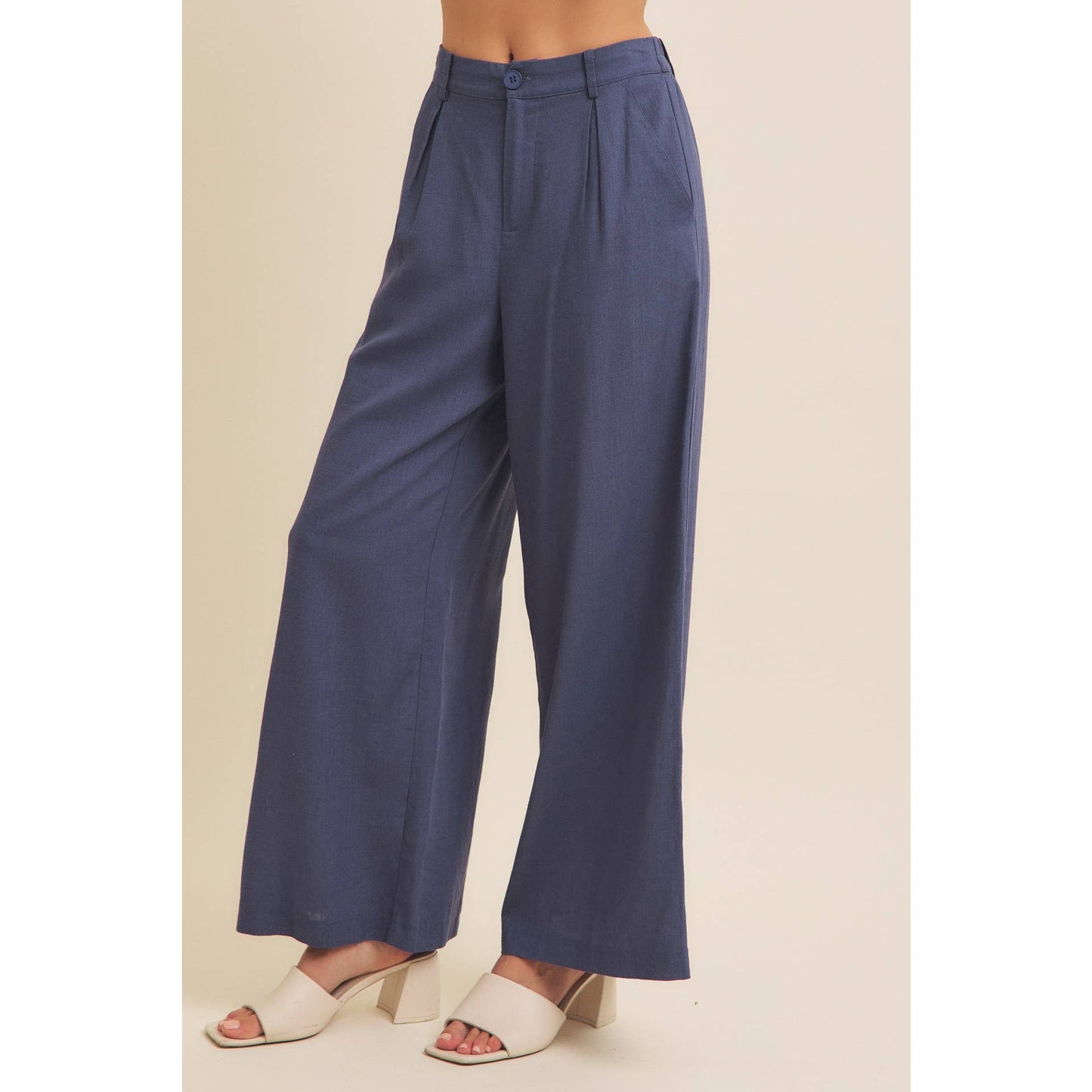 Minimalist Muse Drapey Wide Leg Linen Trousers