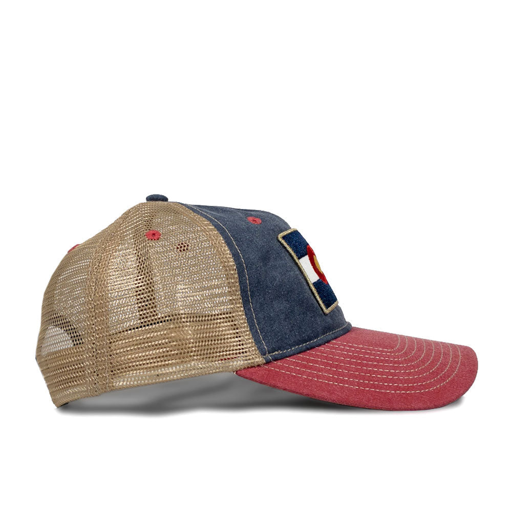 Colorado Vintage Denim Flag Patch Trucker Hat
