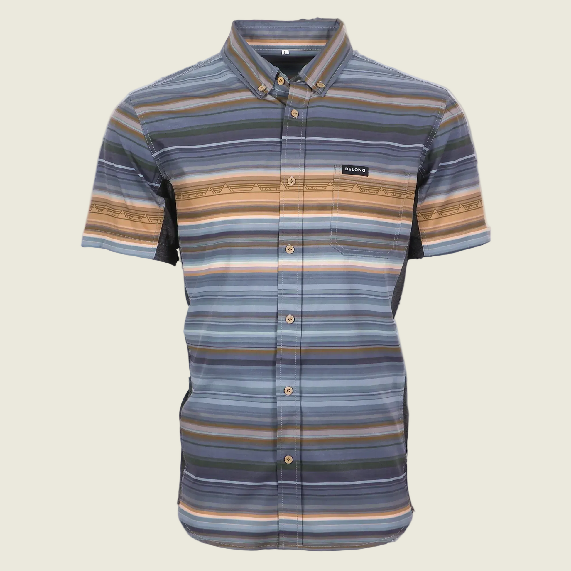 Striped short-sleeve shirt on a white background