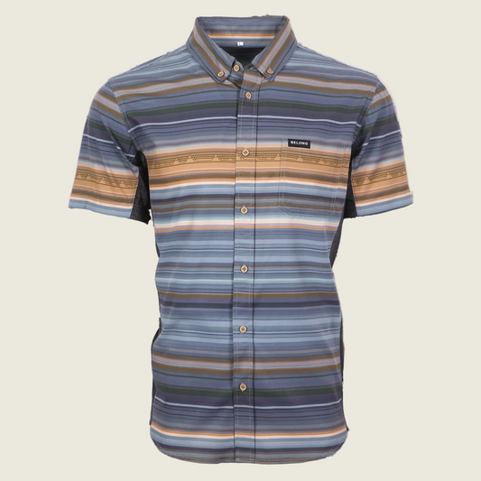 Striped short-sleeve shirt on a white background