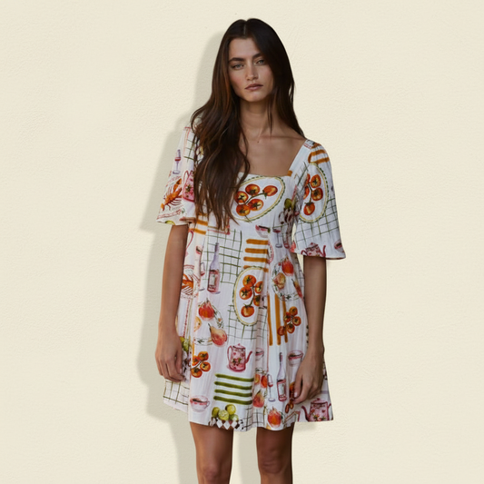 Picnic Print Mini Dress