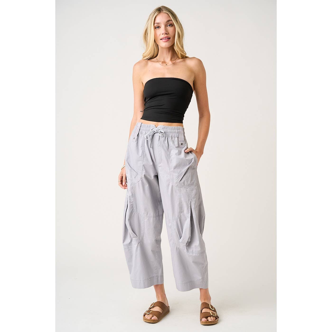 WASHED UTILITY PARACHUTE LOOSE FIT CARGO PANTS