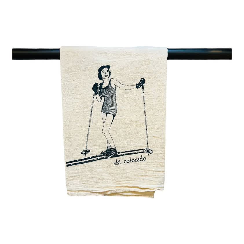 Ski Colorado Gal Tea Towel