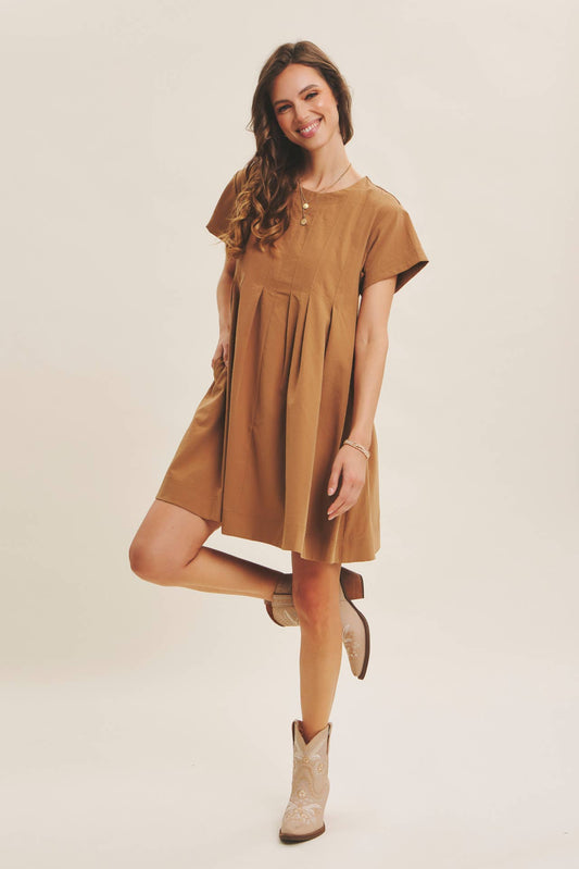 Easygoing Pleated Detail Mini Dress