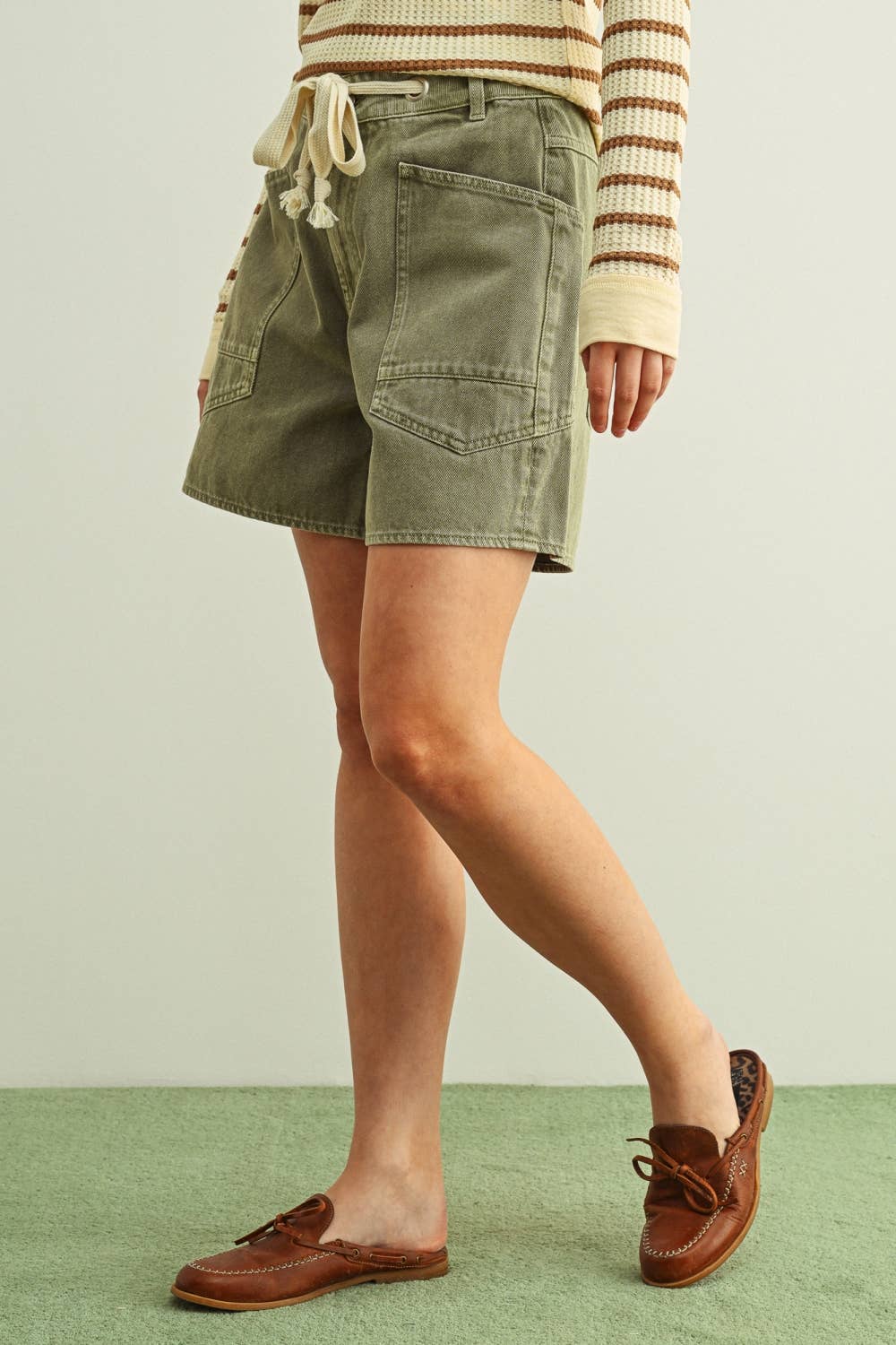 Front Pocket Belted Shorts