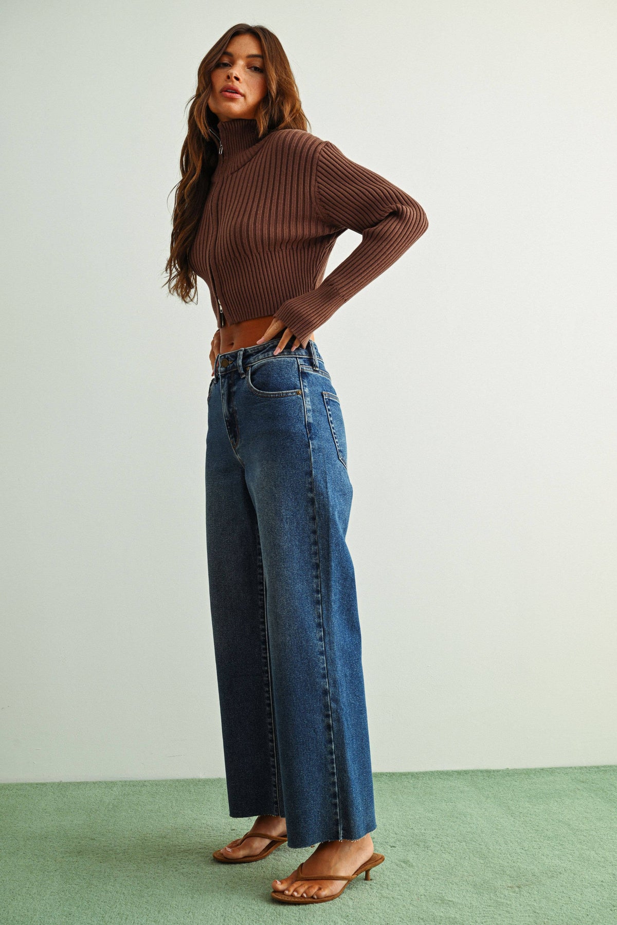Scissor Cut Dark Denim Wide Leg Jean - JBD