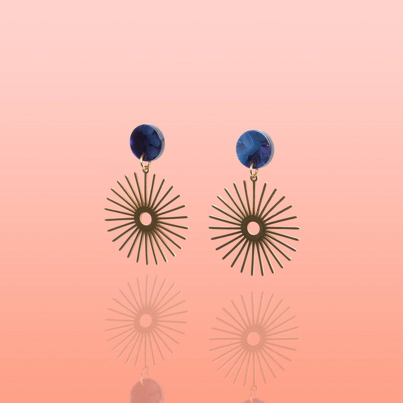 Solana Deep Blue Sunburst Earrings Water Resistant