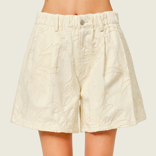 Embroidered Cotton Flare Shorts