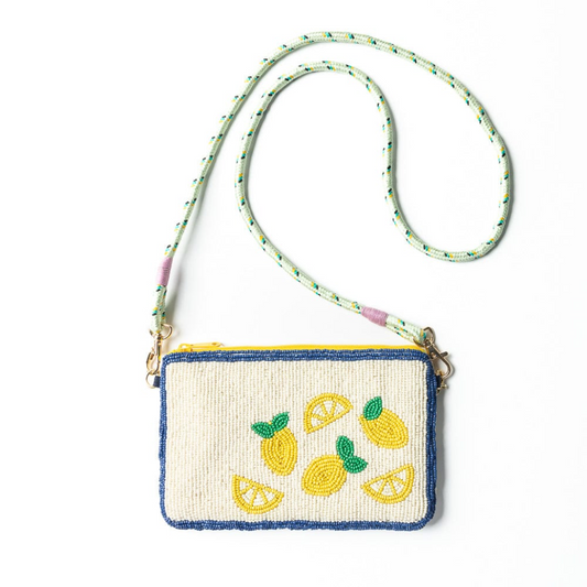 Leila Lemons Seed Bead Clutch With Strap - Ink + Alloy