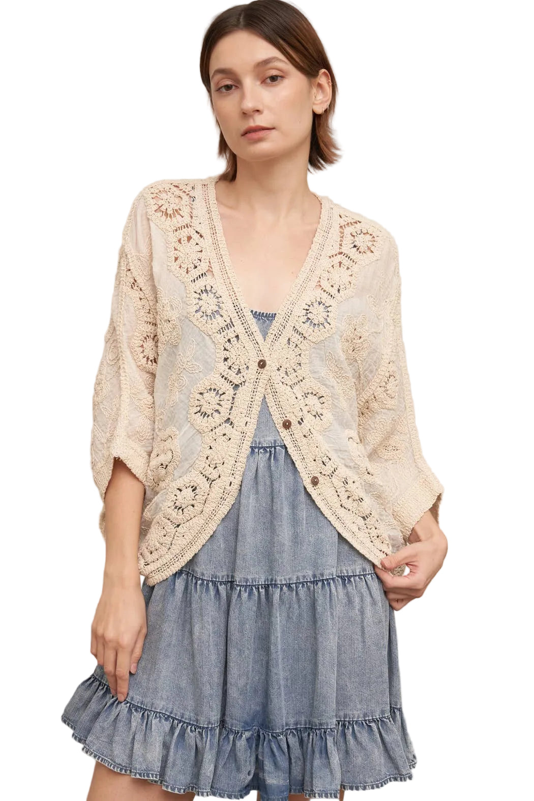 Batwing Crochet Detail Cardigan