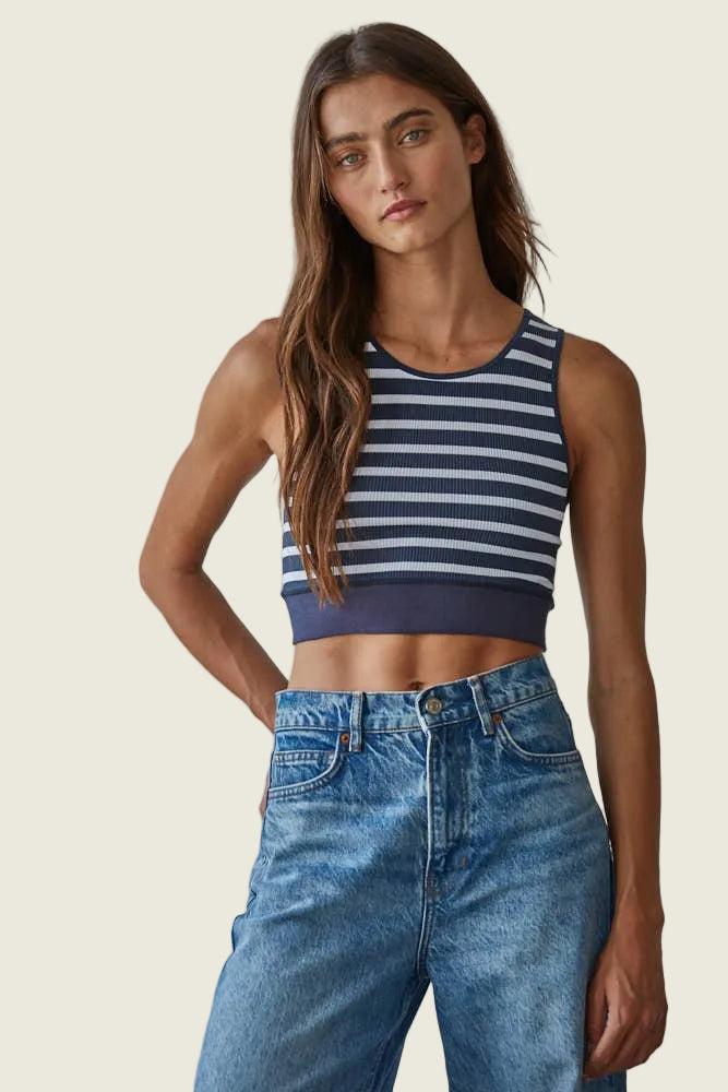 Knit Ribbed Striped Racerback Brami
