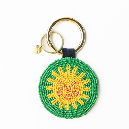 Kelsey Soleil Sun Seed Bead Bag Accessory Key Ring - Ink + Alloy
