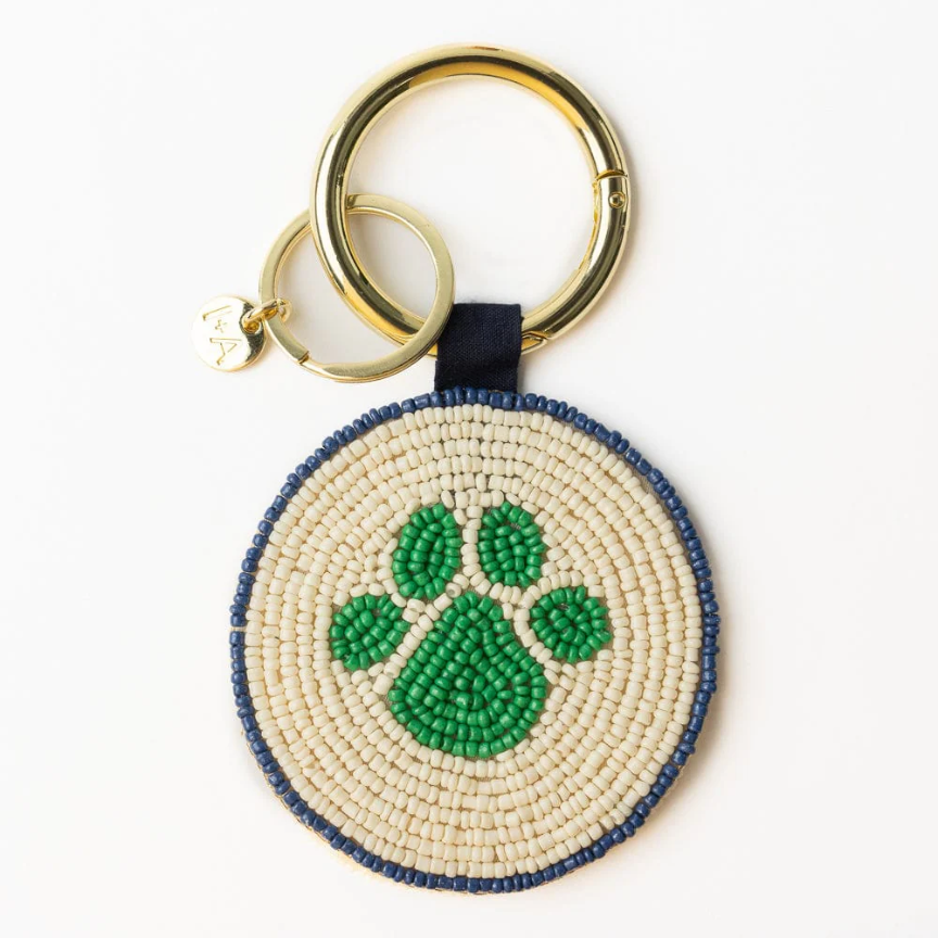 Kelsey Paws Off Seed Bead Bag Accessory Key Ring - Ink + Alloy