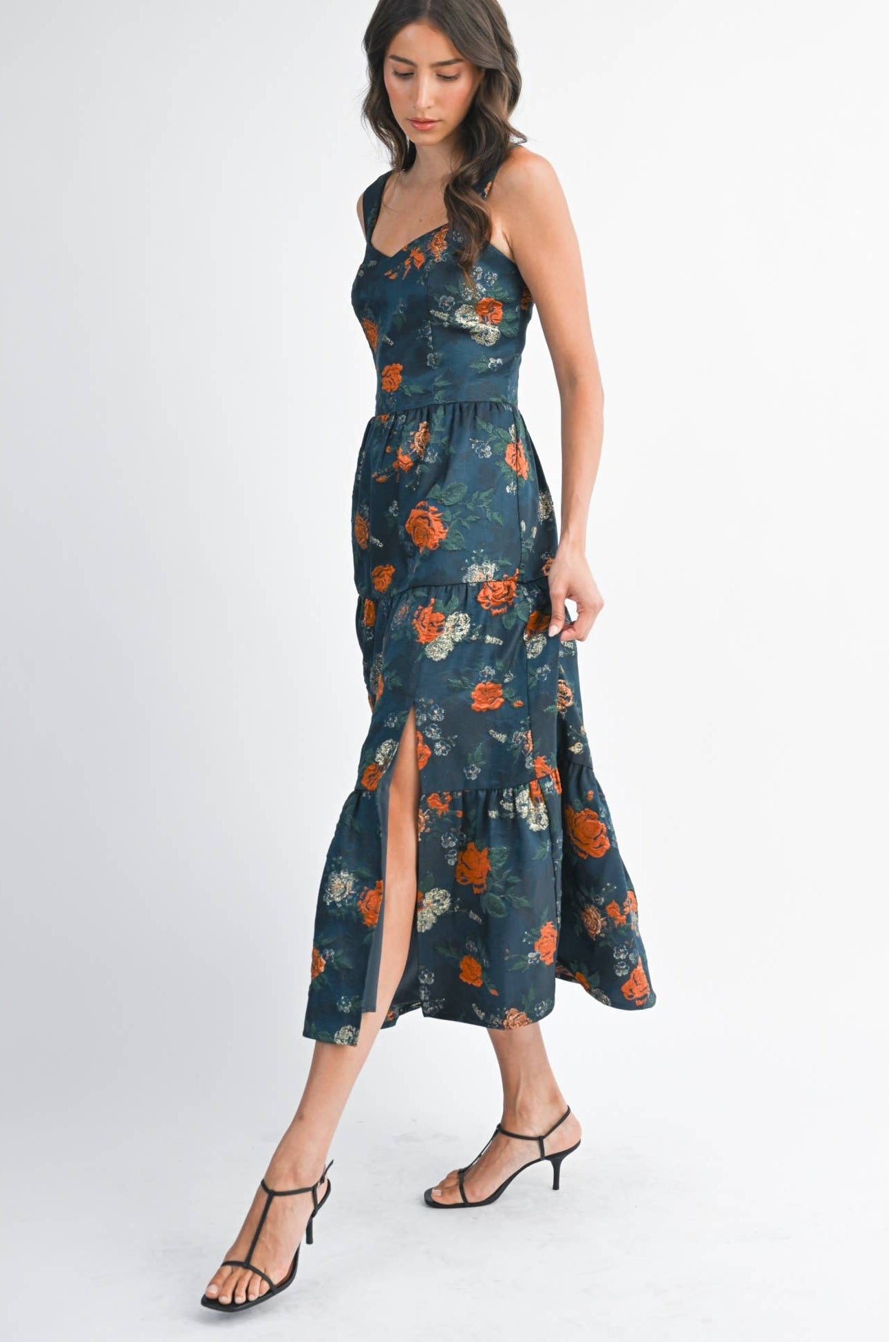 Floral Jacquard Maxi Dress