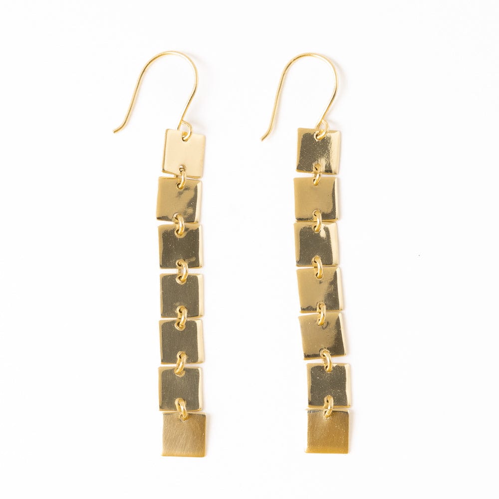 Jade Square Dangle Earrings - Brass - Ink + Alloy