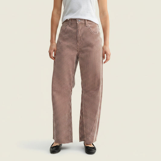 Spice Brown Stripe Barrel Jean