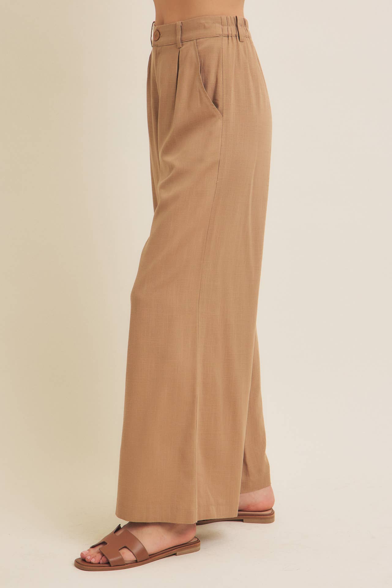 Minimalist Muse Drapey Wide Leg Linen Trousers