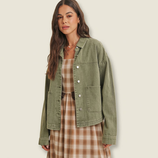 Heidi Washed Cotton Twill Utility Jacket