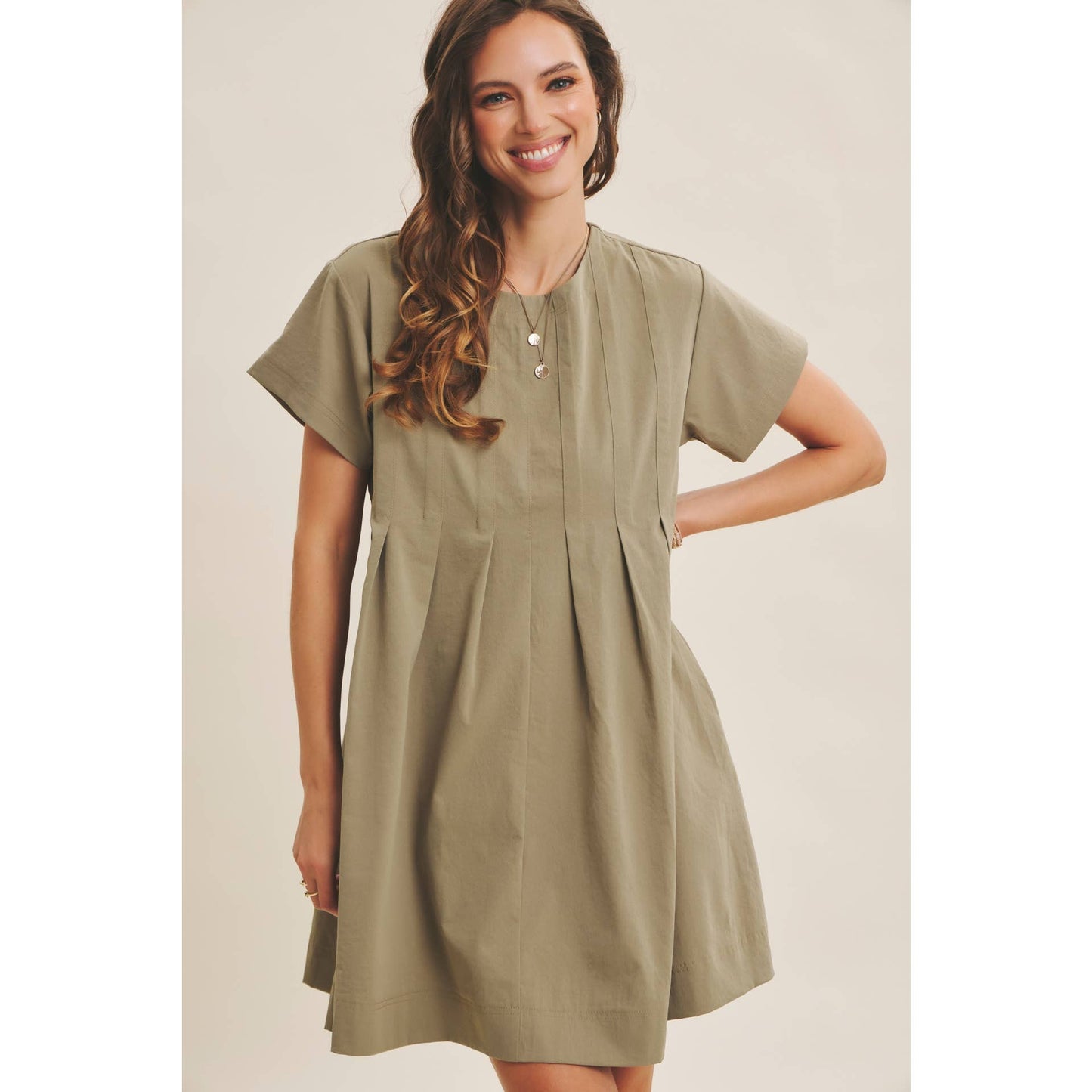 Easygoing Pleated Detail Mini Dress