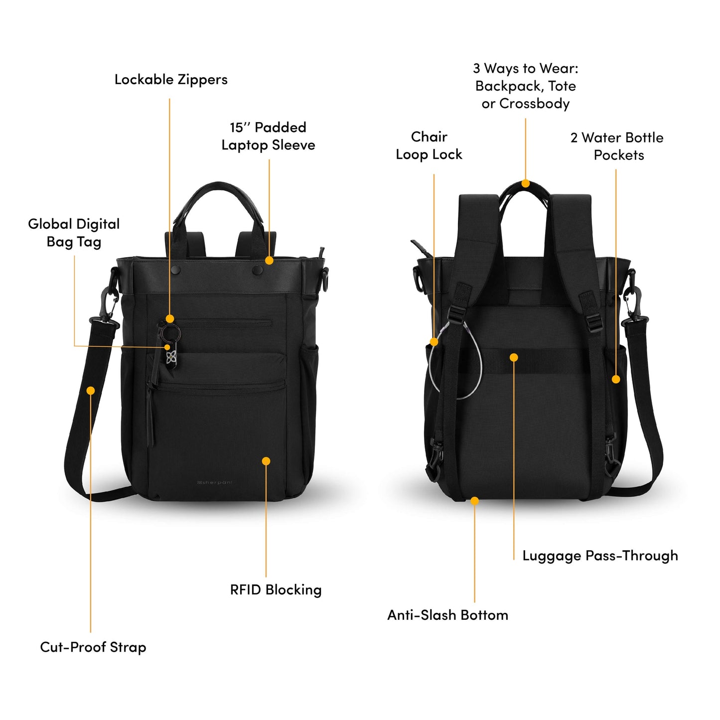 Soleil Anti-Theft Convertible Backpack - Sherpani