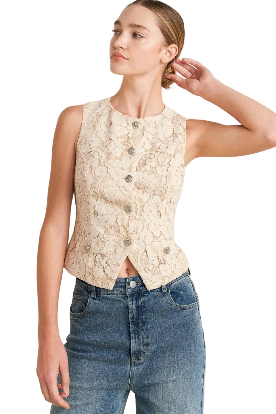Light Peach Woven Vest