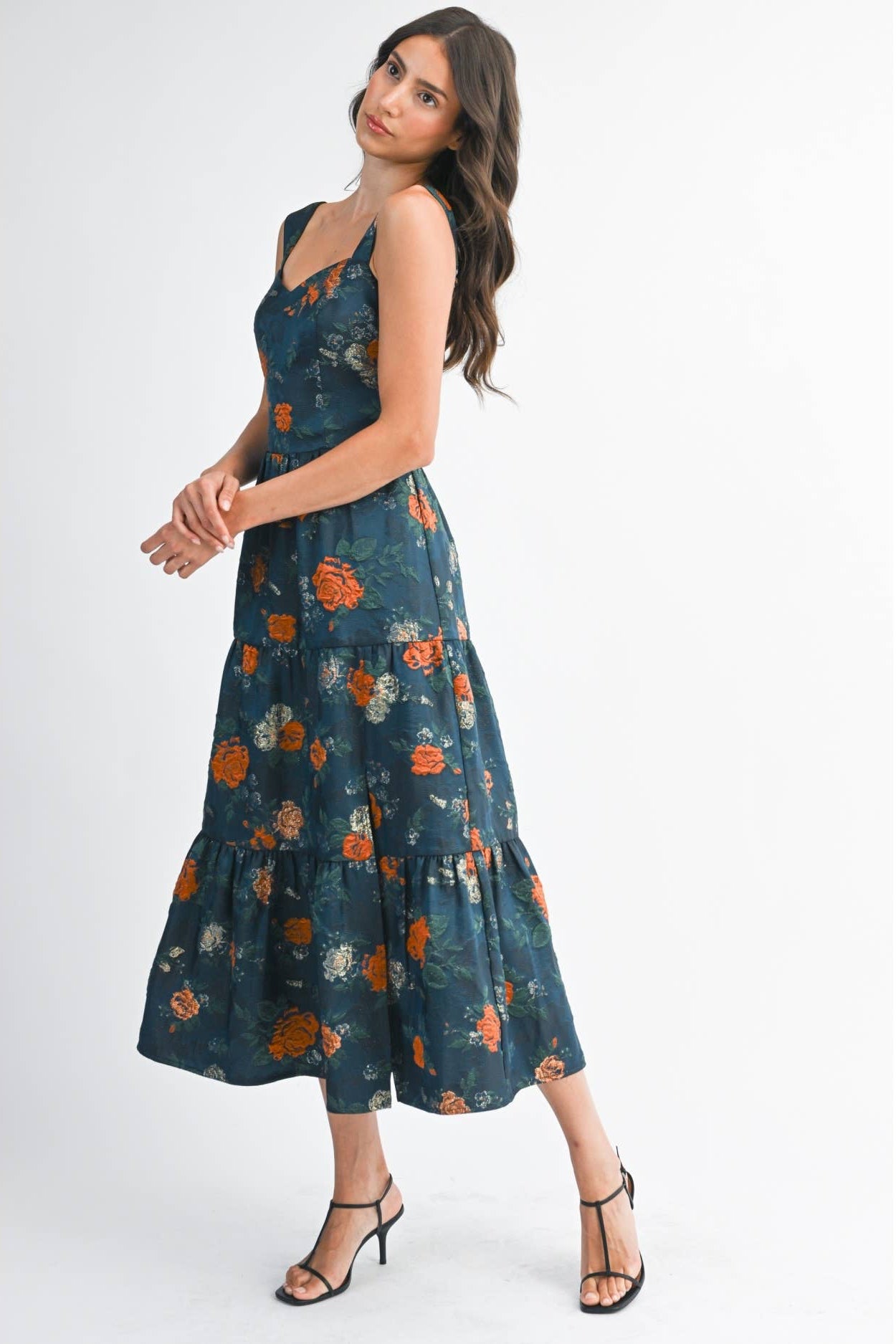 Floral Jacquard Maxi Dress