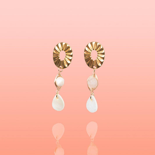 Paloma Shell + Jade Dangles