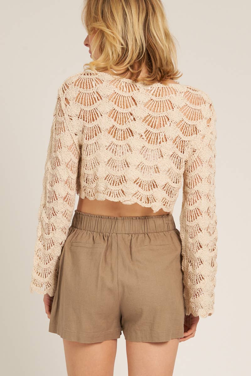 Elastic Waistband Linen Shorts