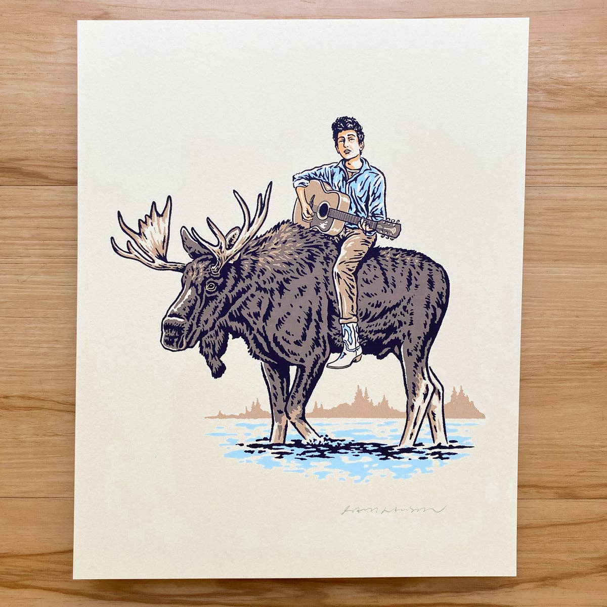 Dylan on a Moose - Signed 8x10in Silkscreen Print