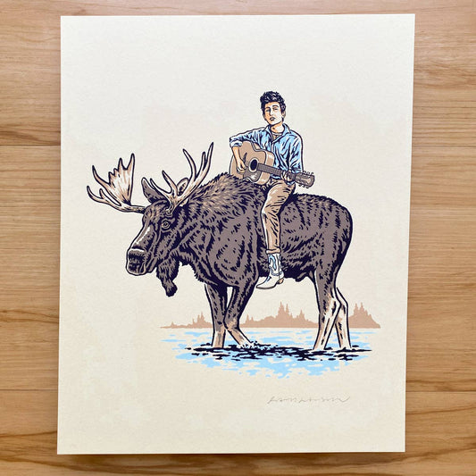 Dylan on a Moose - Signed 8x10in Silkscreen Print