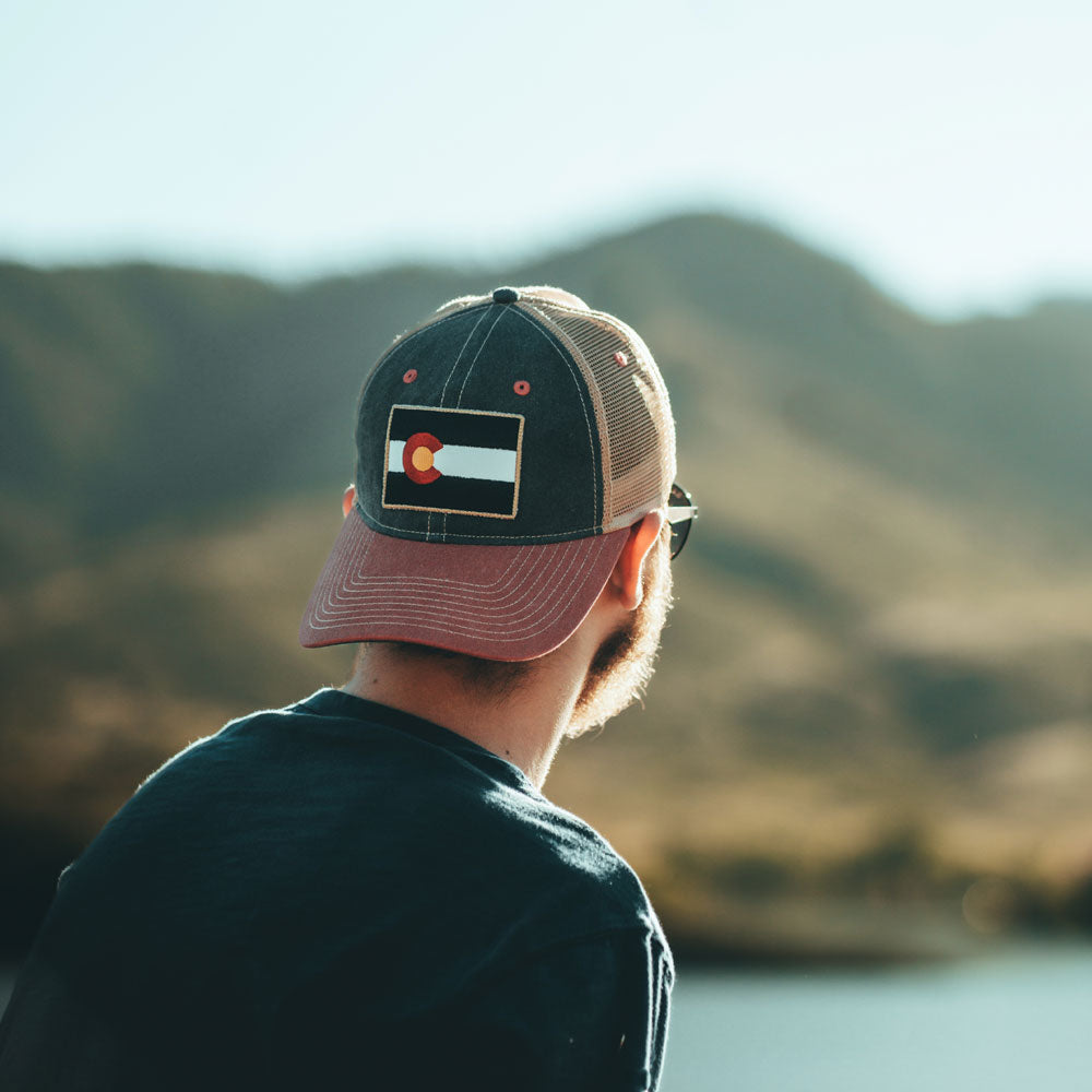 Colorado Vintage Denim Flag Patch Trucker Hat