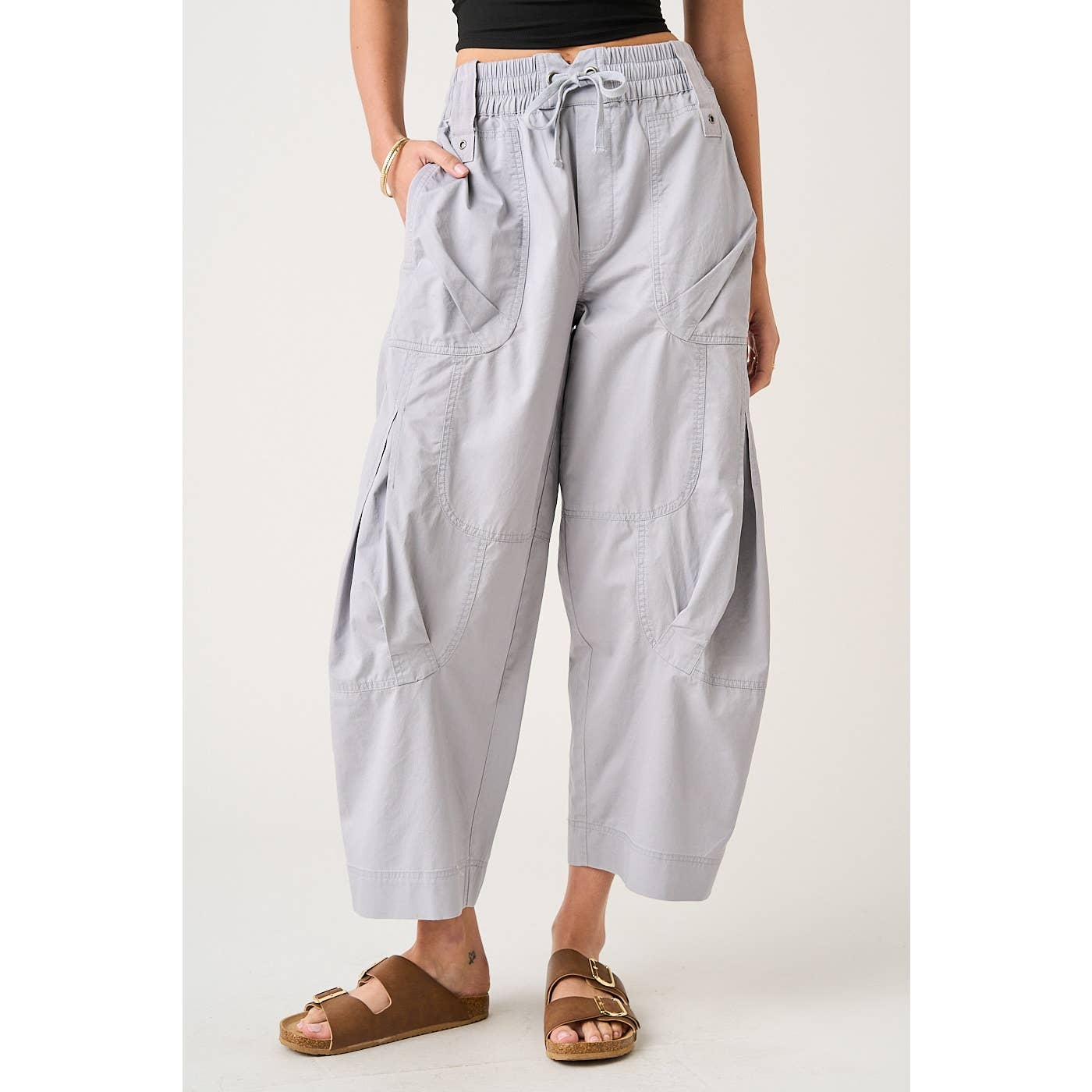 WASHED UTILITY PARACHUTE LOOSE FIT CARGO PANTS