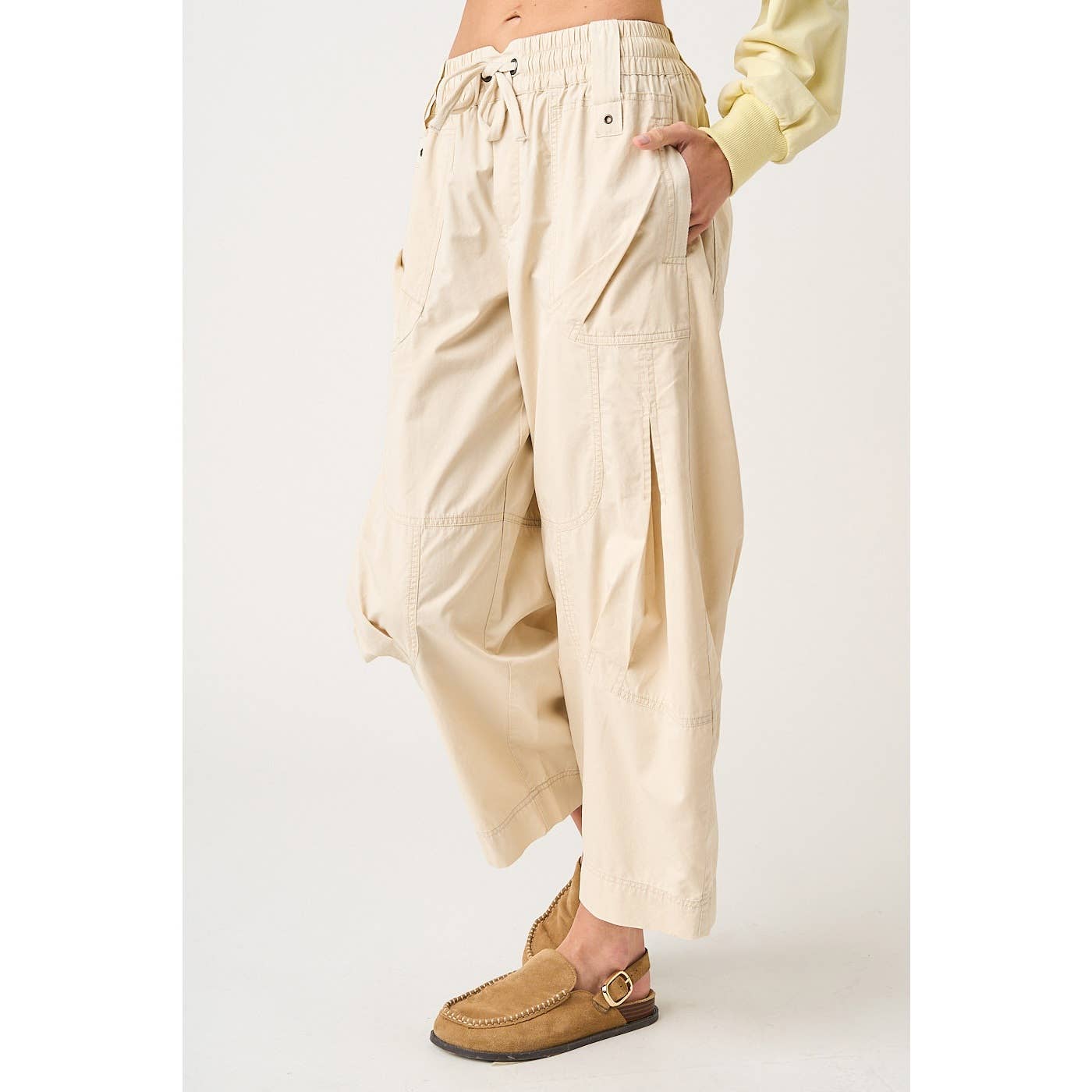 WASHED UTILITY PARACHUTE LOOSE FIT CARGO PANTS