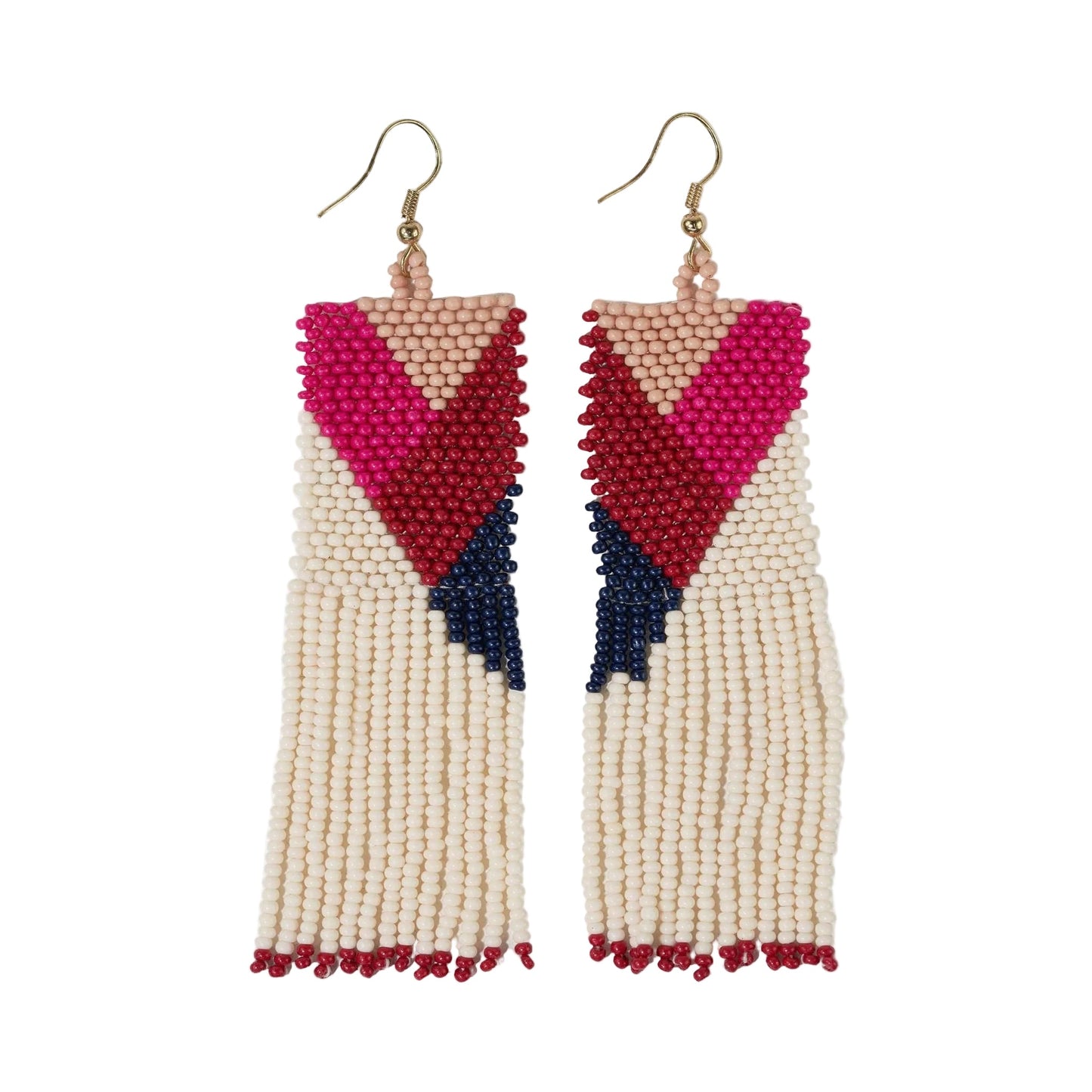 Charlotte Angles Beaded Fringe Earrings - Hot Pink - Ink + Alloy