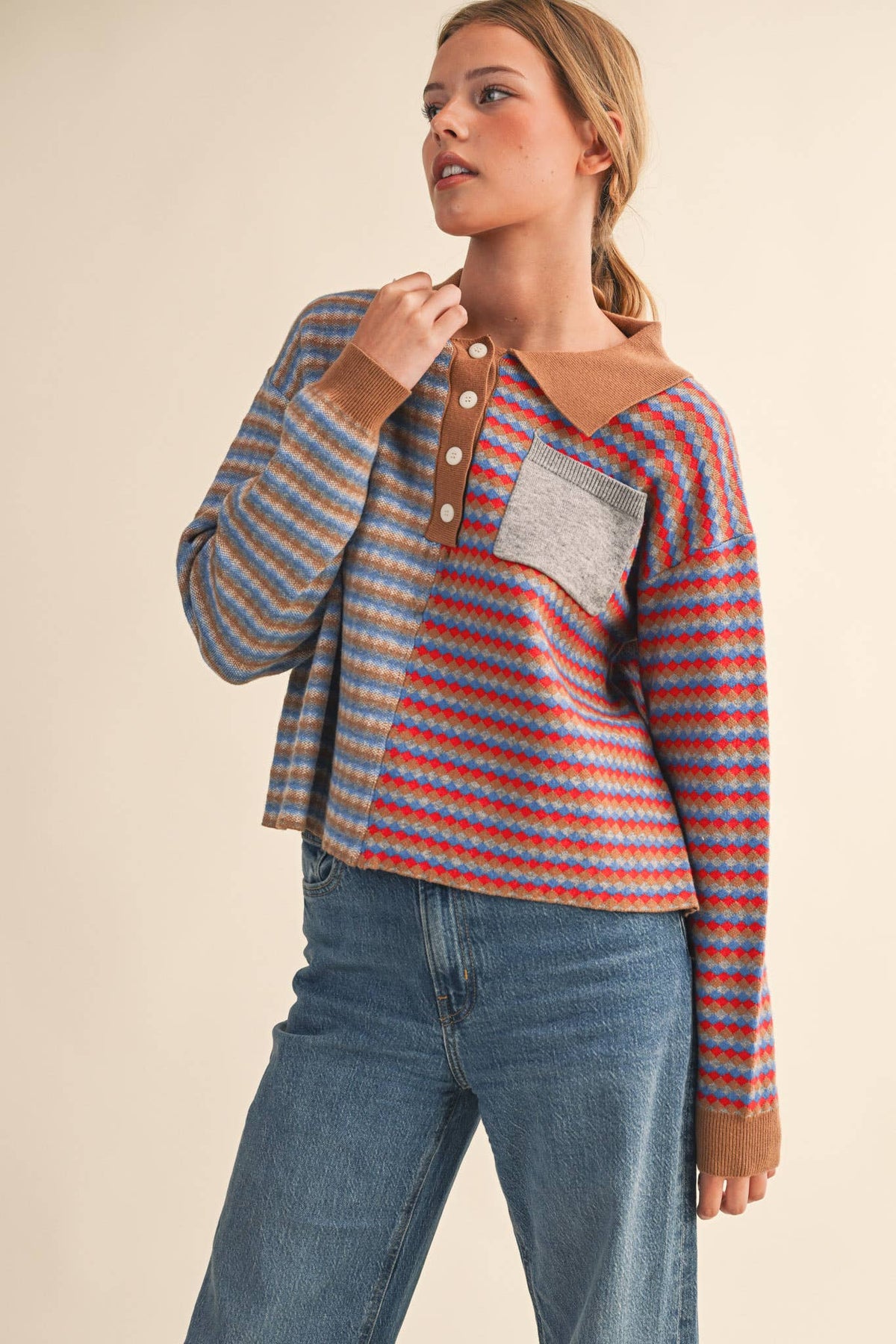 Multi-Colored Knit Sweater