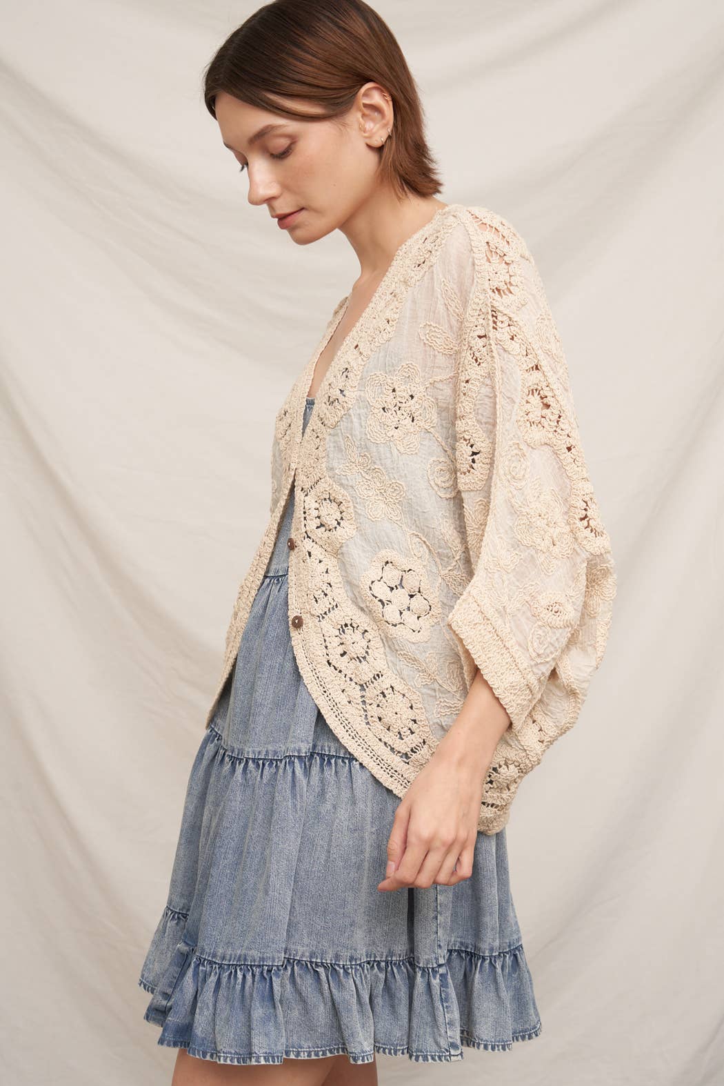 Batwing Crochet Detail Cardigan