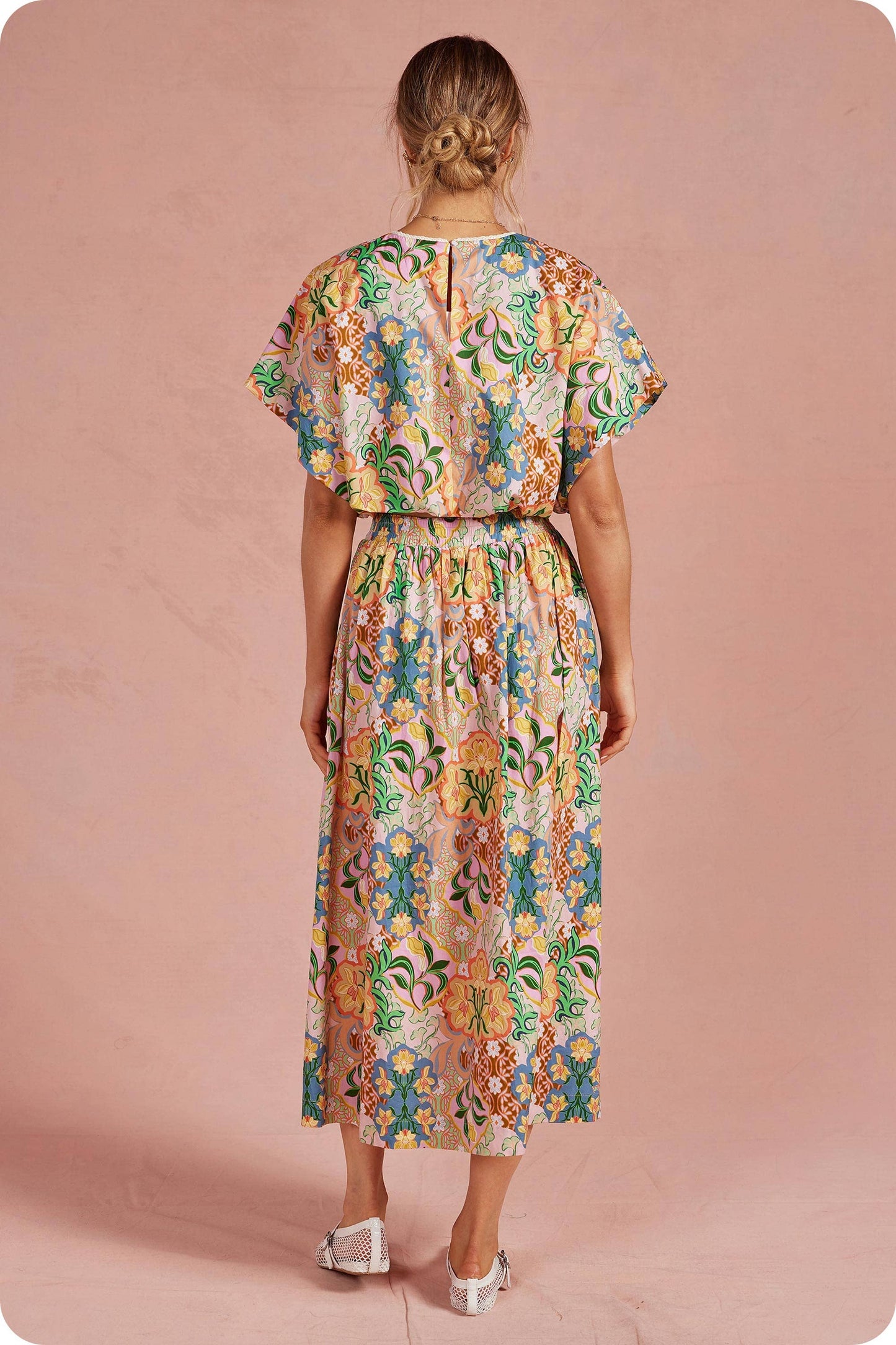 Garden Party Crochet Trim 2-piece Midi Skirt Set