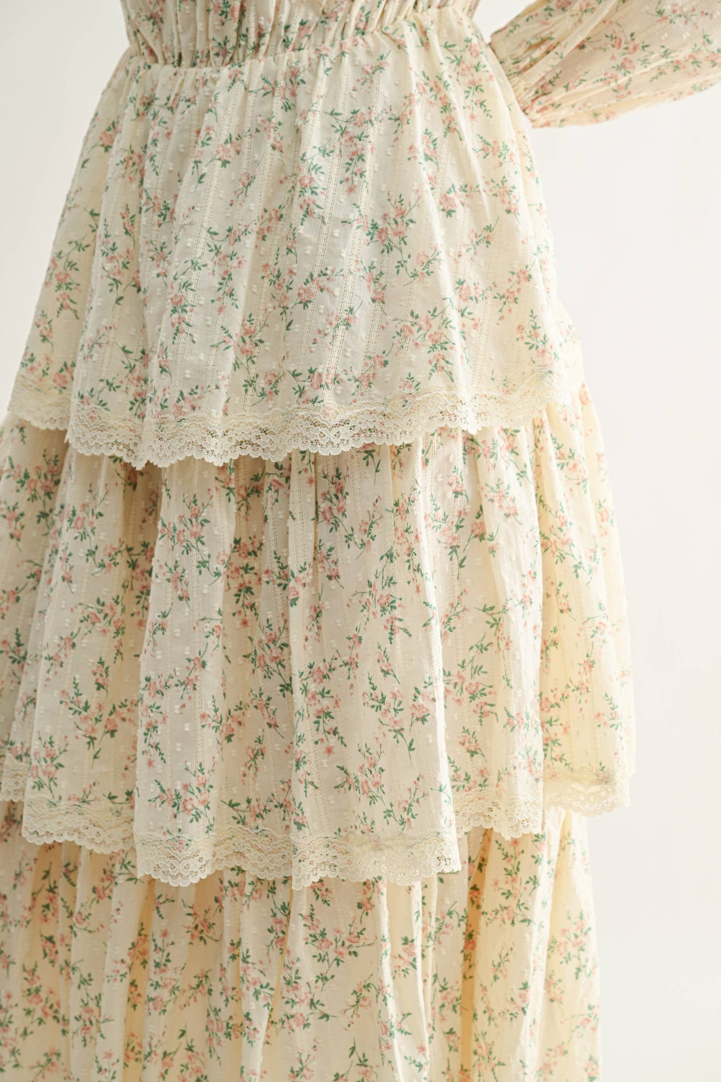 Off-Shoulder Tiered Floral Midi Dress