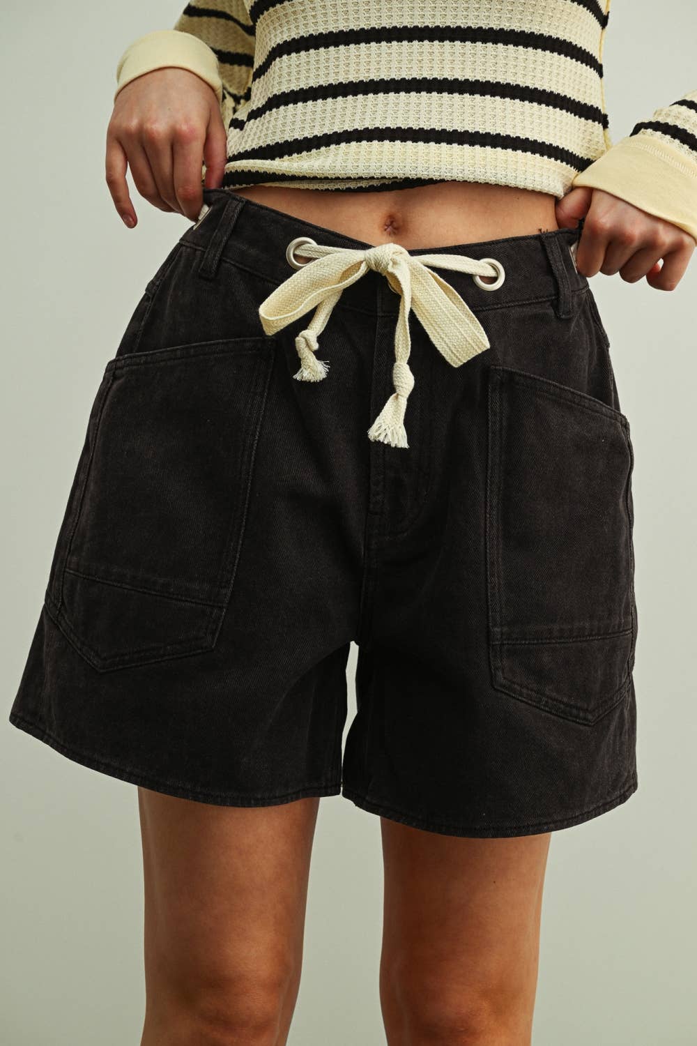 Front Pocket Belted Shorts