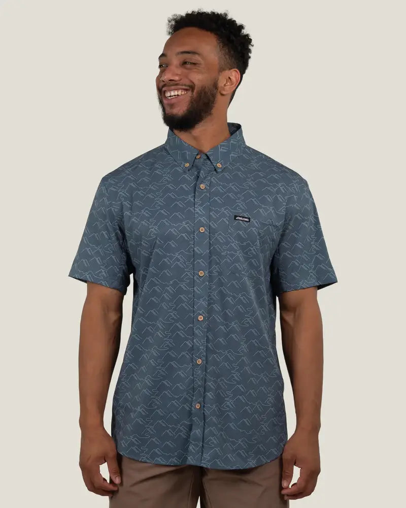 Men's Vista Stretch Button Down - Paths Blue