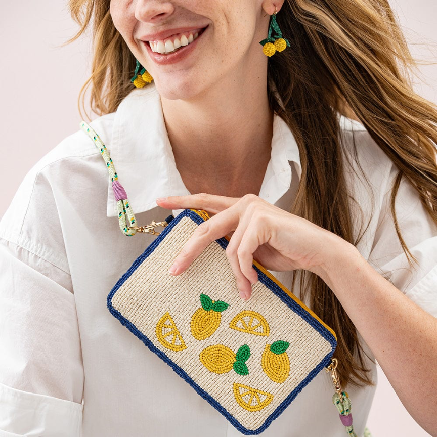 Leila Lemons Seed Bead Clutch With Strap - Ink + Alloy