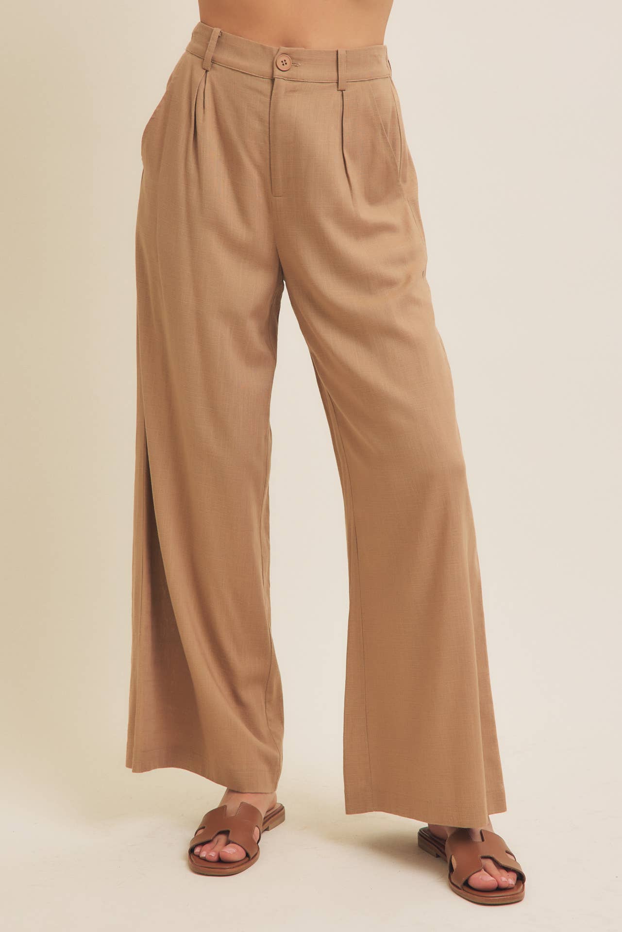 Minimalist Muse Drapey Wide Leg Linen Trousers