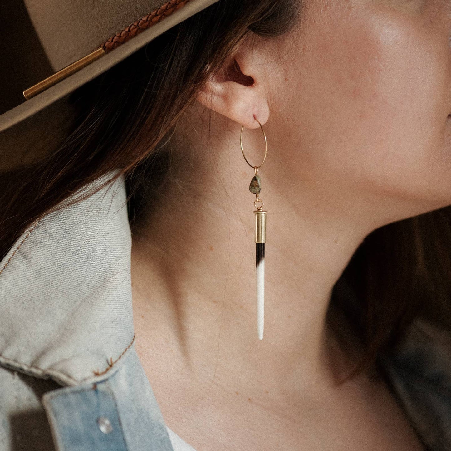 Yellowstone Beth Dutton Quill Earrings - Turquoise Hoop
